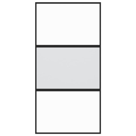 Drzwi przesuwne, czarne, 102,5x205cm, szkło hartowane aluminium Lumarko!