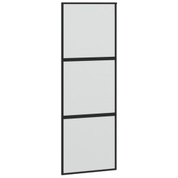 Drzwi przesuwne, czarne, 76x205 cm, szkło hartowane, aluminium Lumarko!