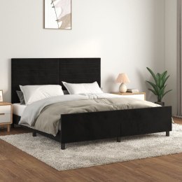 Rama łóżka z zagłówkiem, czarna, 160x200 cm, aksamitna Lumarko!