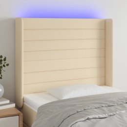 Zagłówek do łóżka z LED, kremowy, 83x16x118/128 cm, tkanina Lumarko!