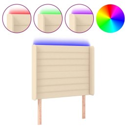 Zagłówek do łóżka z LED, kremowy, 83x16x118/128 cm, tkanina Lumarko!