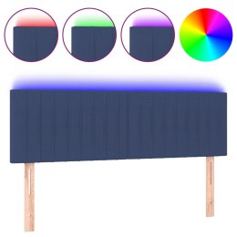 Zagłówek do łóżka z LED, niebieski, 144x5x78/88 cm, tkanina Lumarko!
