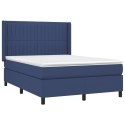 Łóżko kontynentalne z materacem, niebieskie 140x200 cm, tkanina Lumarko!