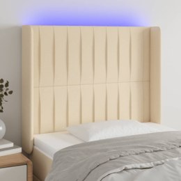 Zagłówek do łóżka z LED, kremowy, 83x16x118/128 cm, tkanina Lumarko!