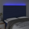 Zagłówek do łóżka z LED, niebieski, 144x5x118/128 cm, tkanina Lumarko!