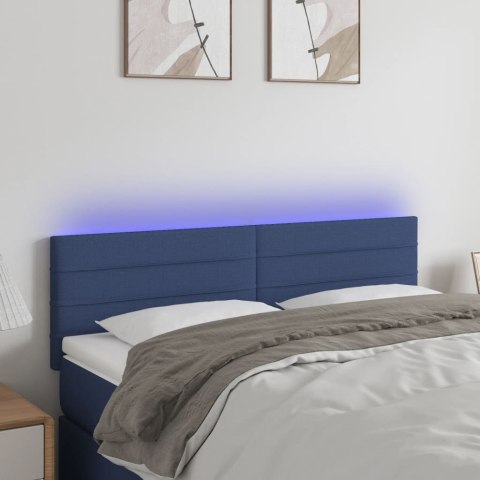 Zagłówek do łóżka z LED, niebieski, 144x5x78/88 cm, tkanina Lumarko!