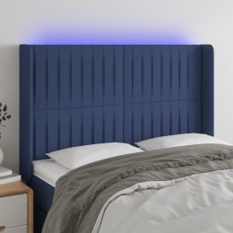 Zagłówek do łóżka z LED, niebieski, 147x16x118/128 cm, tkanina Lumarko!