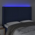 Zagłówek do łóżka z LED, niebieski, 147x16x118/128 cm, tkanina Lumarko!
