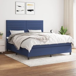 Łóżko kontynentalne z materacem, niebieskie, tkanina, 160x200cm Lumarko!