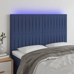 Zagłówek do łóżka z LED, niebieski, 144x5x118/128 cm, tkanina Lumarko!