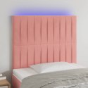 Zagłówek do łóżka z LED, różowy, 100x5x118/128 cm, aksamit Lumarko!