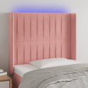 Zagłówek do łóżka z LED, różowy, 83x16x118/128 cm, aksamit Lumarko!
