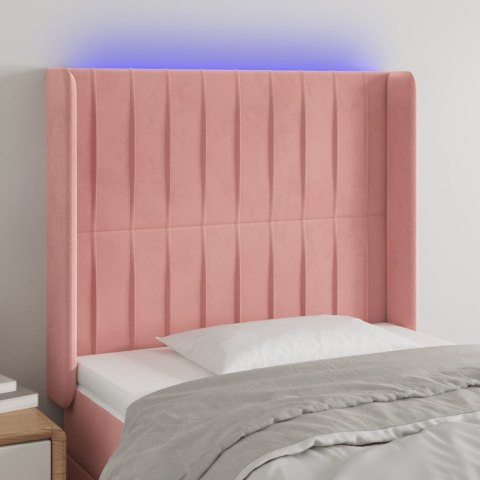 Zagłówek do łóżka z LED, różowy, 83x16x118/128 cm, aksamit Lumarko!
