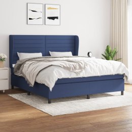 Łóżko kontynentalne z materacem, niebieskie, tkanina, 160x200cm Lumarko!
