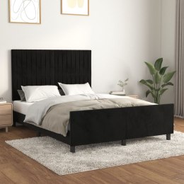 Rama łóżka z zagłówkiem, czarna, 140x190 cm, aksamitna Lumarko!