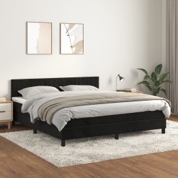 Łóżko kontynentalne z materacem, czarne, 180x200 cm, aksamit Lumarko!