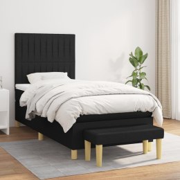 Łóżko kontynentalne z materacem, czarne, tkanina, 80x200 cm Lumarko!