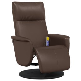 Rozkładany fotel masujący z podnóżkiem, brązowy, sztuczna skóra Lumarko!