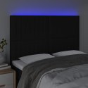 Zagłówek do łóżka z LED, czarny, 144x5x118/128 cm, tkanina Lumarko!