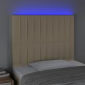 Zagłówek do łóżka z LED, kremowy, 80x5x118/128 cm, tkanina Lumarko!