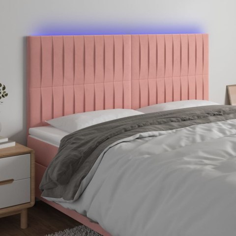 Zagłówek do łóżka z LED, różowy, 200x5x118/128 cm, aksamit Lumarko!