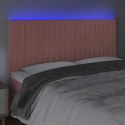 Zagłówek do łóżka z LED, różowy, 200x5x118/128 cm, aksamit Lumarko!