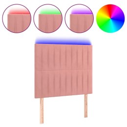 Zagłówek do łóżka z LED, różowy, 80x5x118/128 cm, aksamit Lumarko!