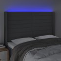 Zagłówek do łóżka z LED, ciemnoszary, 147x16x118/128cm, tkanina Lumarko!