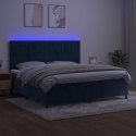 Łóżko kontynentalne, materac i LED, niebieski aksamit 200x200cm Lumarko!