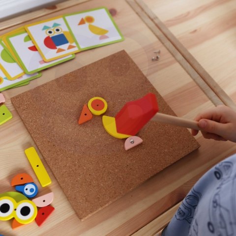 WOOPIE GREEN Drewniana Przybijanka z Młotkiem Układanka 20 wzorów 82 el. Certyfikat FSC Lumarko!