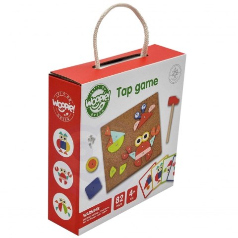 WOOPIE GREEN Drewniana Przybijanka z Młotkiem Układanka 20 wzorów 82 el. Certyfikat FSC Lumarko!