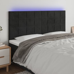 Zagłówek do łóżka z LED, czarny, 160x5x118/128 cm, aksamit Lumarko!