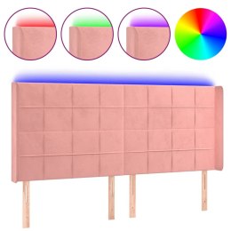 Zagłówek do łóżka z LED, różowy, 163x16x118/128 cm, aksamit Lumarko!