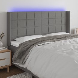Zagłówek do łóżka z LED, ciemnoszary, 163x16x118/128cm, tkanina Lumarko!