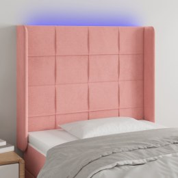 Zagłówek do łóżka z LED, różowy, 83x16x118/128 cm, aksamit Lumarko!