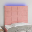 Zagłówek do łóżka z LED, różowy, 100x5x118/128 cm, aksamit Lumarko!