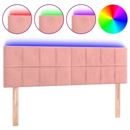 Zagłówek do łóżka z LED, różowy, 144x5x78/88 cm, aksamit Lumarko!