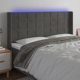 Zagłówek do łóżka z LED, ciemnoszary, 163x16x118/128cm, aksamit Lumarko!