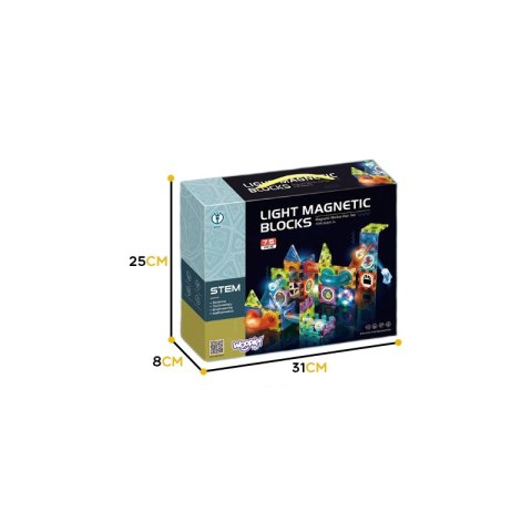 WOOPIE Klocki Magnetyczne Tor Kulkowy Świetlny 75 el. Lumarko!