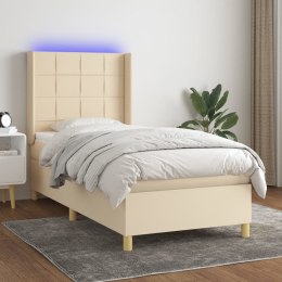 Łóżko kontynentalne z materacem, kremowe, 90x200 cm, tkaninaLumarko!