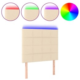 Zagłówek do łóżka z LED, kremowy, 90x5x118/128 cm, tkaninaLumarko! 