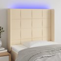 Zagłówek do łóżka z LED, kremowy, 93x16x118/128 cm, tkaninaLumarko! 