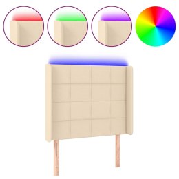 Zagłówek do łóżka z LED, kremowy, 93x16x118/128 cm, tkaninaLumarko! 