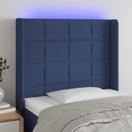 Zagłówek do łóżka z LED, niebieski, 103x16x118/128 cm, tkaninaLumarko!