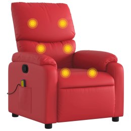 Rozkładany fotel masujący, czerwony, sztuczna skóraLumarko!