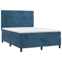 Łóżko kontynentalne z materacem, ciemnoniebieskie, 140x200 cm Lumarko!