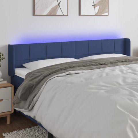 Zagłówek do łóżka z LED, niebieski, 203x16x78/88 cm, tkanina Lumarko!