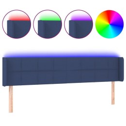 Zagłówek do łóżka z LED, niebieski, 203x16x78/88 cm, tkaninaLumarko!