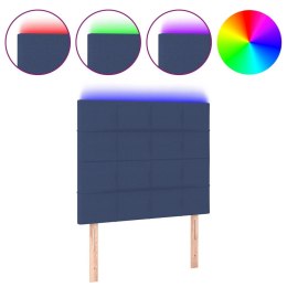 Zagłówek do łóżka z LED, niebieski, 100x5x118/128 cm, tkaninaLumarko!