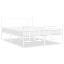 Metalowa rama łóżka z wezgłowiem i zanóżkiem, biała, 140x190 cm Lumarko!